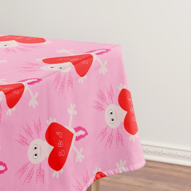 Valentines Day Love Heart Axolotl Custom Initials Tablecloth (In Situ)