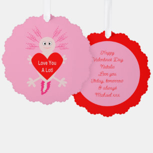 Valentines Day Love Heart Axolotl Custom Tree Decoration Card