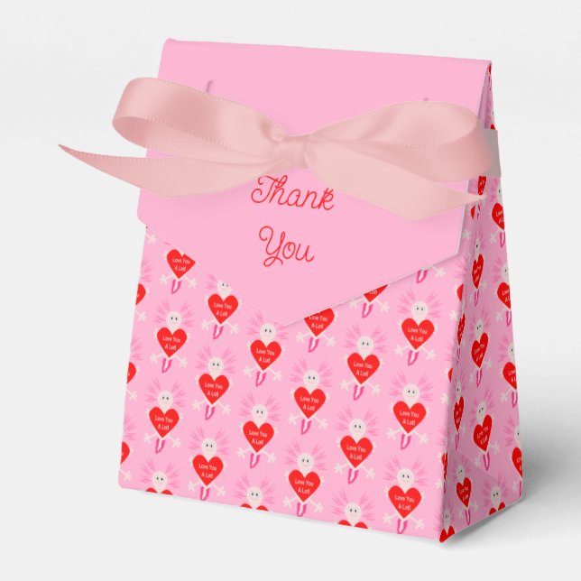 Valentines Day Love Heart Axolotl Custom Wedding Favour Box (Front Side)