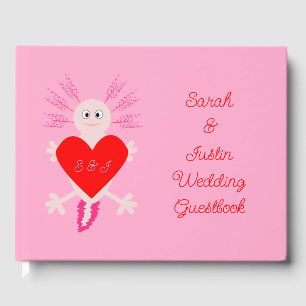 Valentines Day Love Heart Axolotl Custom Wedding Guest Book