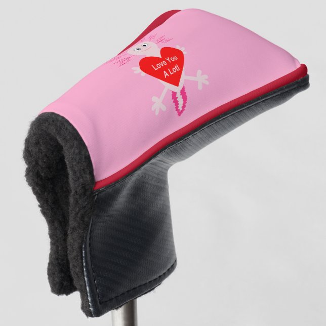 Valentines Day Love Heart Axolotl Golf Head Cover (3/4 Front)