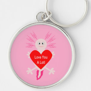 Valentines Day Love Heart Axolotl Key Ring