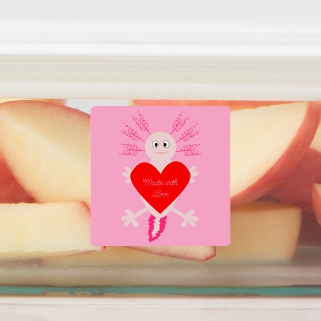 Valentines Day Love Heart Axolotl Made with Love (Affixed)