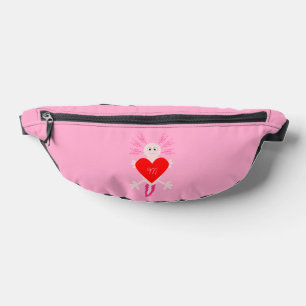 Valentines Day Love Heart Axolotl Monogrammed Bum Bags