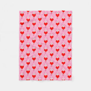 Valentines Day Love Heart Axolotl Patterned Fleece Blanket