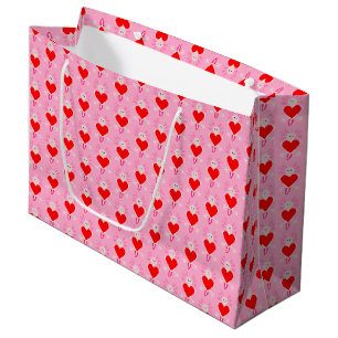 Valentines Day Love Heart Axolotl Patterned Large Gift Bag