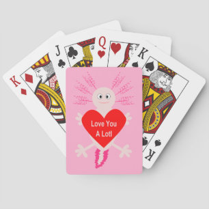 Valentines Day Love Heart Axolotl Playing Cards