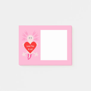 Valentines Day Love Heart Axolotl Post-it Notes