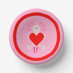 Valentines Day Love Heart Axolotl Wedding Paper Plate