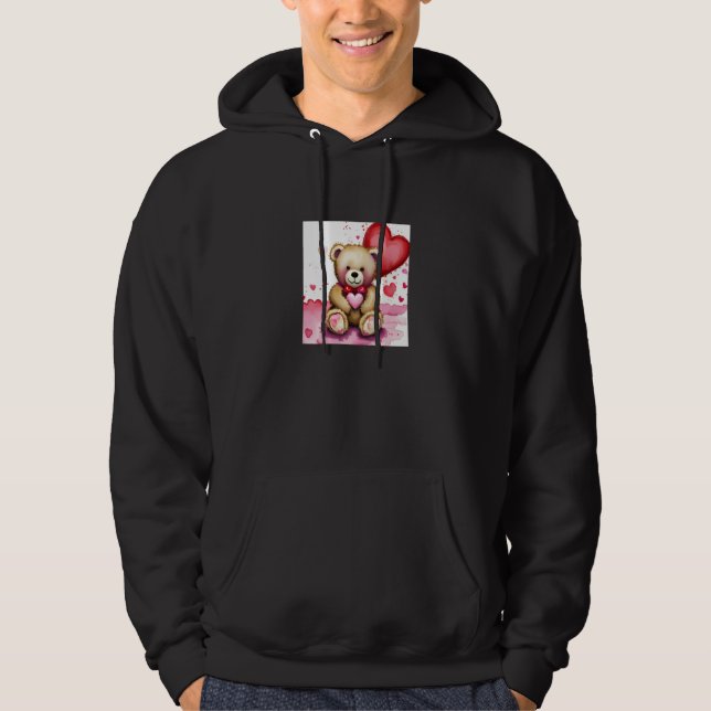 Valentine's Day Love Heart Bear Teddy Girlfriend F Hoodie (Front)