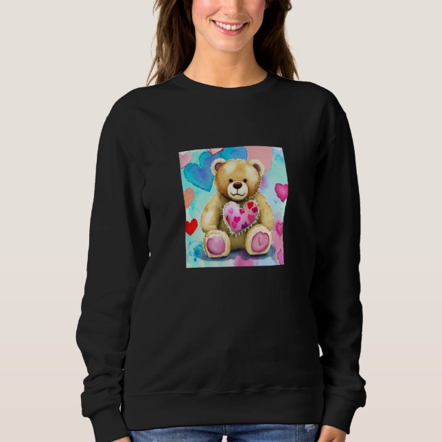 Valentine's Day Love Heart Bear Teddy Girlfriend F Sweatshirt (Front)