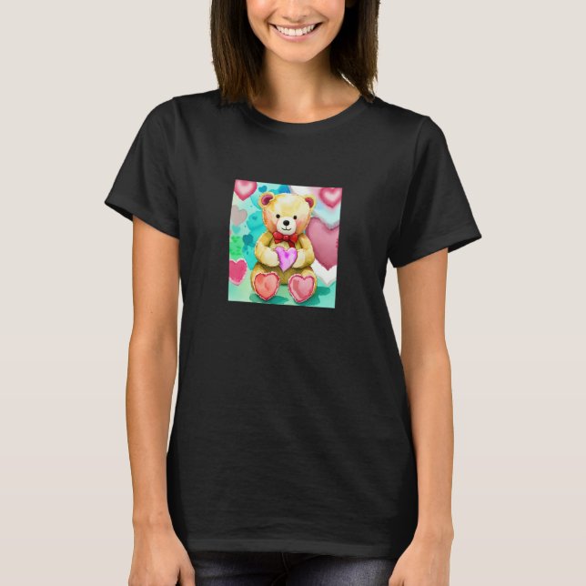 Valentine's Day Love Heart Bear Teddy Girlfriend F T-Shirt (Front)