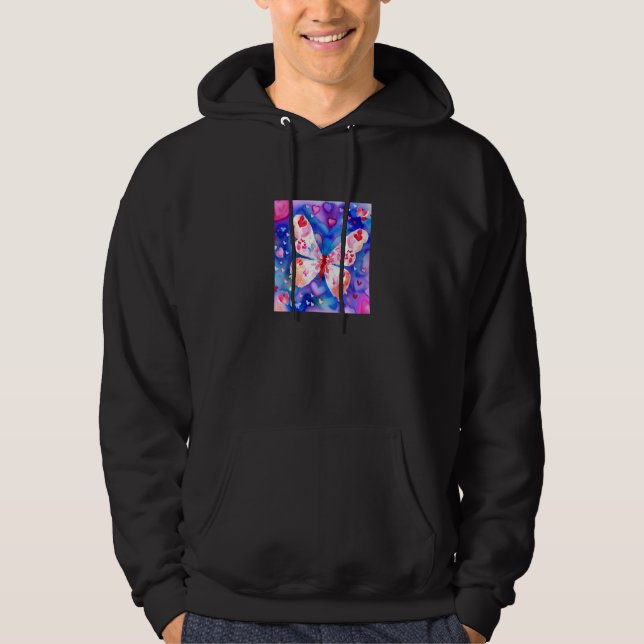 Valentine's Day Love Heart Butterfly Girlfriend Fi Hoodie (Front)