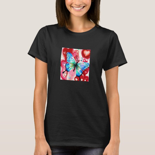 Valentine's Day Love Heart Butterfly Girlfriend Fi T-Shirt (Front)