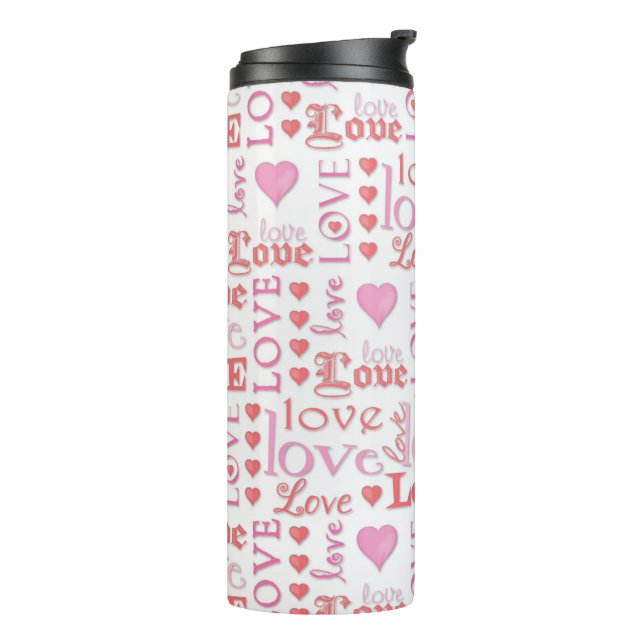 Valentine's Day Love Heart Calligraphy Script  Thermal Tumbler (Rotated Left)