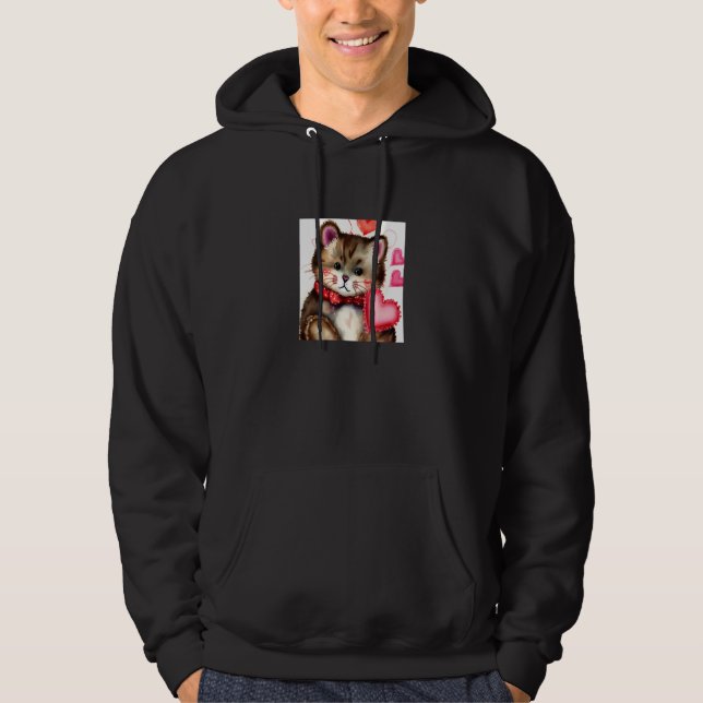 Valentine's Day Love Heart Cat Teddy Girlfriend Fi Hoodie (Front)