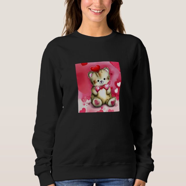 Valentine's Day Love Heart Cat Teddy Girlfriend Fi Sweatshirt (Front)