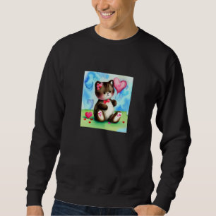 Valentine's Day Love Heart Cat Teddy Girlfriend Fi Sweatshirt