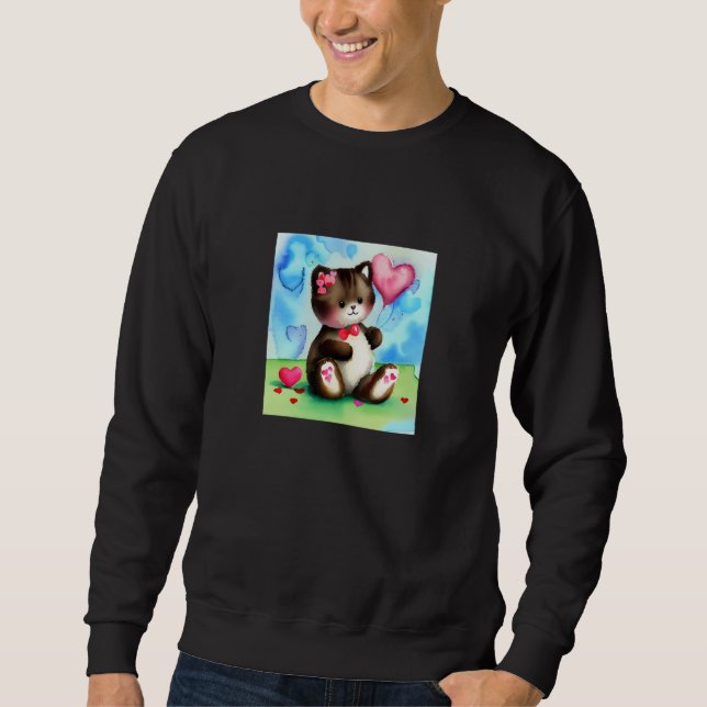 Valentine's Day Love Heart Cat Teddy Girlfriend Fi Sweatshirt (Front)