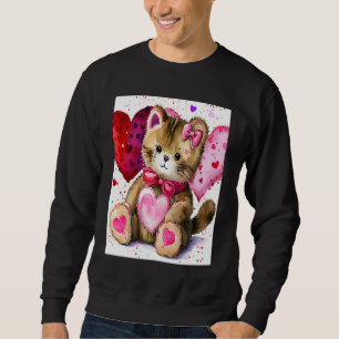 Valentine's Day Love Heart Cat Teddy Girlfriend Fi Sweatshirt