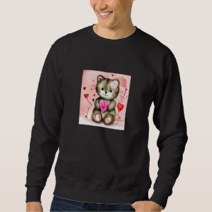 Valentine's Day Love Heart Cat Teddy Girlfriend Fi Sweatshirt
