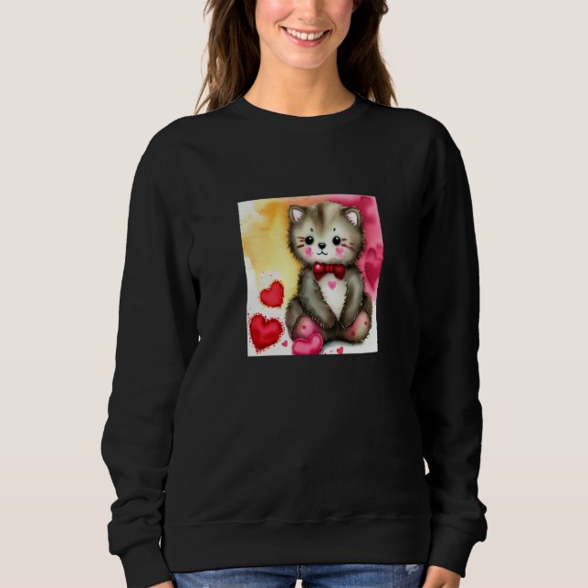 Valentine's Day Love Heart Cat Teddy Girlfriend Fi Sweatshirt (Front)