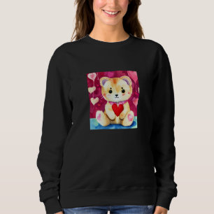 Valentine's Day Love Heart Cat Teddy Girlfriend Fi Sweatshirt