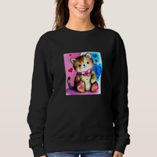 Valentine's Day Love Heart Cat Teddy Girlfriend Fi Sweatshirt