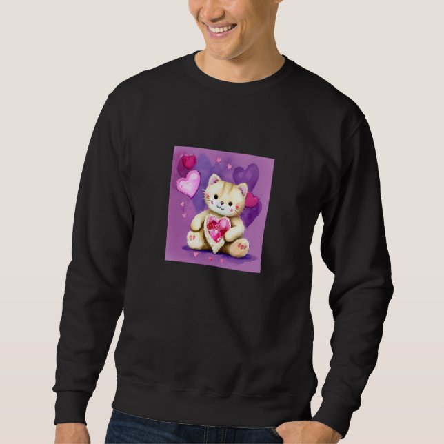 Valentine's Day Love Heart Cat Teddy Girlfriend Fi Sweatshirt (Front)