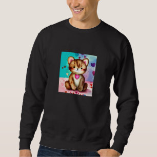 Valentine's Day Love Heart Cat Teddy Girlfriend Fi Sweatshirt