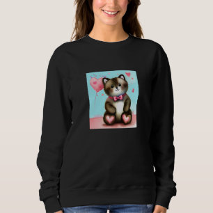 Valentine's Day Love Heart Cat Teddy Girlfriend Fi Sweatshirt