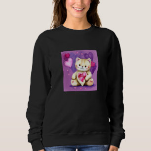 Valentine's Day Love Heart Cat Teddy Girlfriend Fi Sweatshirt