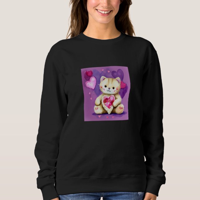 Valentine's Day Love Heart Cat Teddy Girlfriend Fi Sweatshirt (Front)