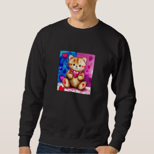 Valentine's Day Love Heart Cat Teddy Girlfriend Fi Sweatshirt