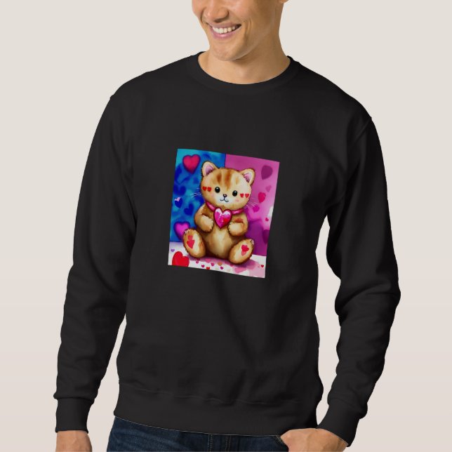 Valentine's Day Love Heart Cat Teddy Girlfriend Fi Sweatshirt (Front)