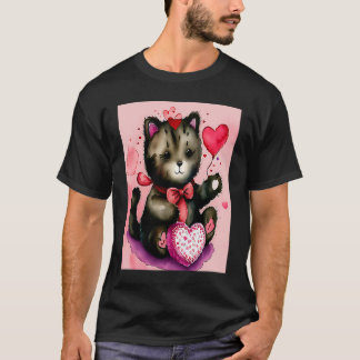 Valentine's Day Love Heart Cat Teddy Girlfriend Fi T-Shirt