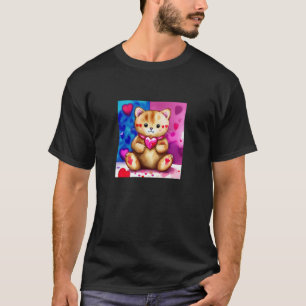 Valentine's Day Love Heart Cat Teddy Girlfriend Fi T-Shirt