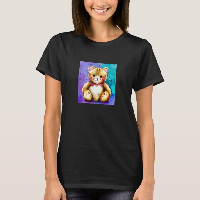 Valentine's Day Love Heart Cat Teddy Girlfriend Fi T-Shirt (Front)
