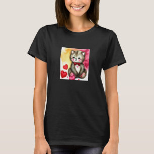Valentine's Day Love Heart Cat Teddy Girlfriend Fi T-Shirt