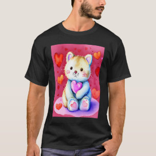 Valentine's Day Love Heart Cat Teddy Girlfriend Fi T-Shirt