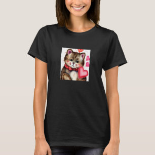 Valentine's Day Love Heart Cat Teddy Girlfriend Fi T-Shirt