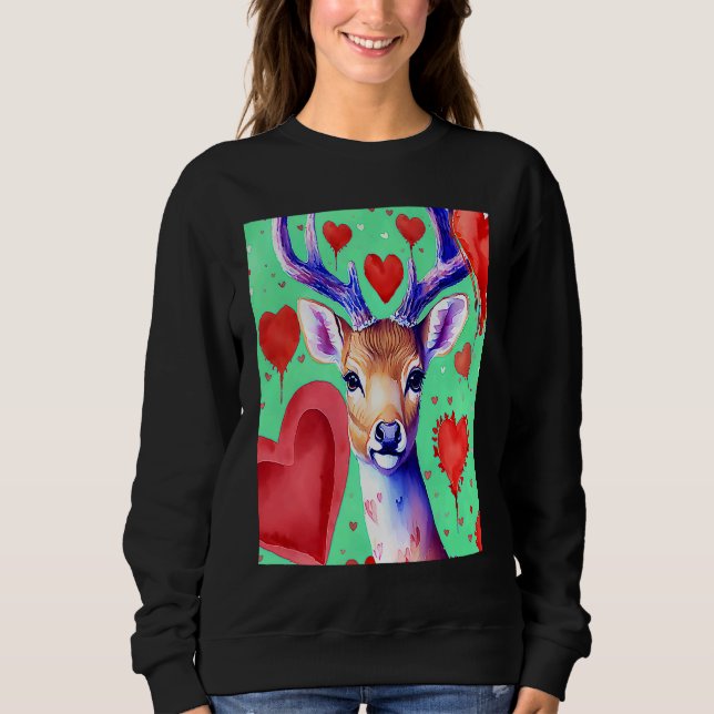 Valentine's Day Love Heart Cute Deer Girlfriend Fi Sweatshirt (Front)