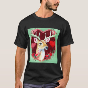 Valentine's Day Love Heart Cute Deer Girlfriend Fi T-Shirt