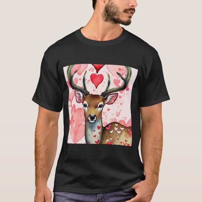 Valentine's Day Love Heart Cute Deer Girlfriend Fi T-Shirt (Front)