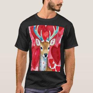 Valentine's Day Love Heart Cute Deer Girlfriend Fi T-Shirt