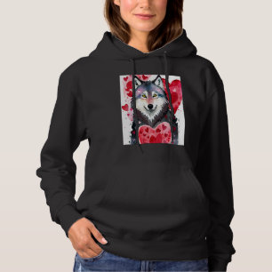 Valentine's Day Love Heart Cute Wolf Girlfriend Fi Hoodie