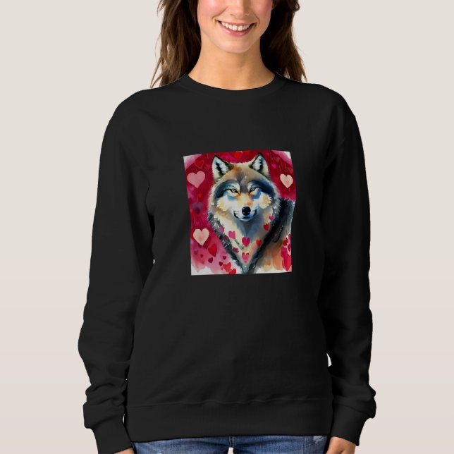 Valentine's Day Love Heart Cute Wolf Girlfriend Fi Sweatshirt (Front)