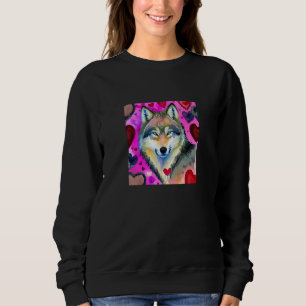 Valentine's Day Love Heart Cute Wolf Girlfriend Fi Sweatshirt
