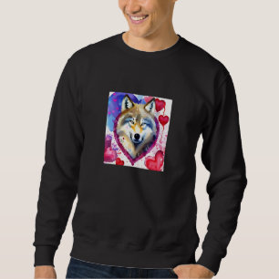 Valentine's Day Love Heart Cute Wolf Girlfriend Fi Sweatshirt