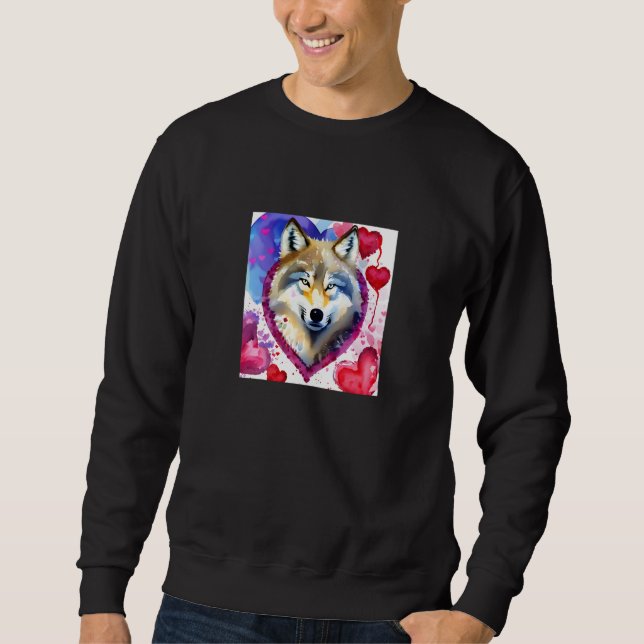 Valentine's Day Love Heart Cute Wolf Girlfriend Fi Sweatshirt (Front)